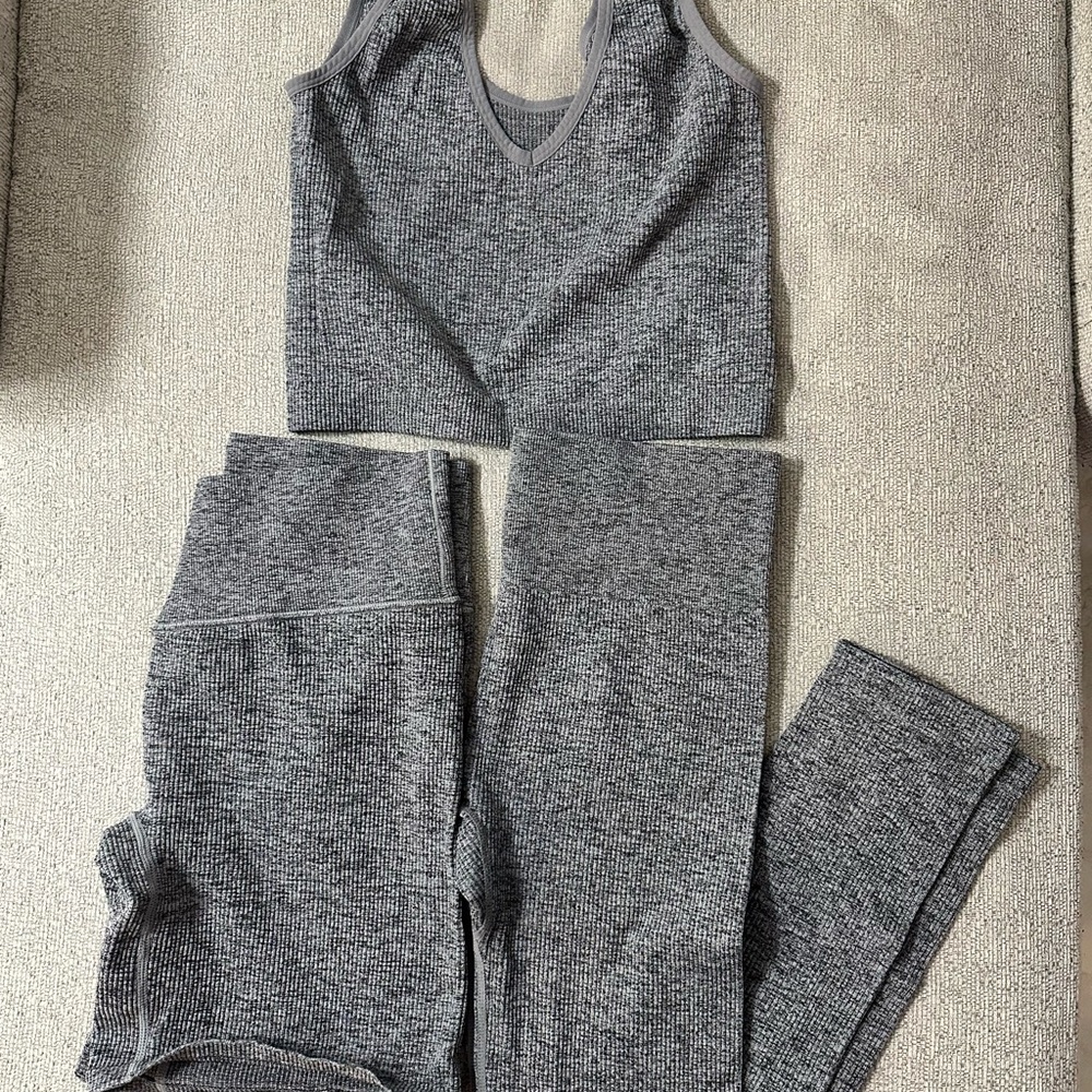 Colsie Heather Gray Tank, Shorts, and Leggings Set